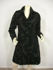 DESIGUAL BLACK EMBOSSED TAPESTRY BUTTON FRONT LONG SLEEVE COAT WOMEN'S 40 - Picture 1 of 12