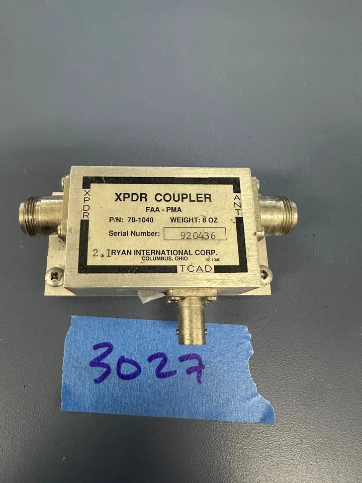 RYAN INTERNATIONAL XPDR COUPLER P/N 70-1040 - Изображение 1 из 1