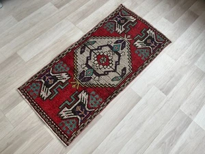 Doormat Rug, Boho Deco, Handmade Rug, Home Decor, Carpet, Wool Rug 1,5 x 3,2 ft - Picture 1 of 10