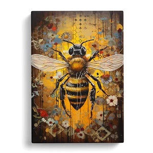 Bee Informel Canvas Wall Art Print Framed Picture Home Decor Living Room Bedroom - Picture 1 of 4