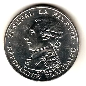FRANCIA 100 francos plata 1987 GENERAL LA FAYETTE - france 100 francs silver - Imagen 1 de 2