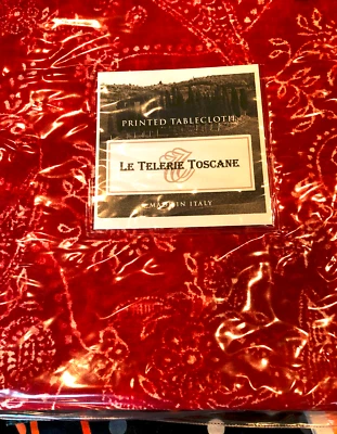 LE TELERIE TOSCANE Red Paisley 66 x90" Printed Tablecloth -- NWT - Image 1 of 4