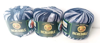 Lion Brand Yarn Incredible ACCENT ON BLACK Ribbon Yarn Lot of 3 Balls Nylon - Image 1 of 3
