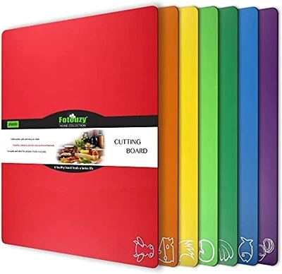 Plastic Cutting Boards Set of 7 BPA-Free 15x12 inch Rainbow Colors - Image 1 of 4