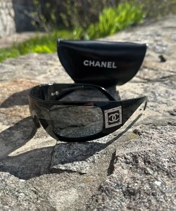 CHANEL Sunglasses Logo CC Crystal Dimond Black 5085 y2k Mask Shield with Box - Bild 1 von 9