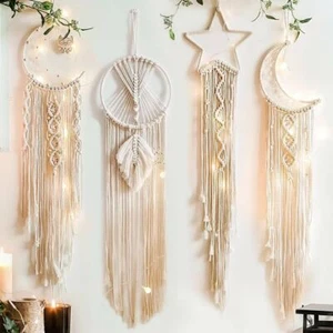 Moon Macrame Dream Catcher Wall Hanging Tapestry Woven Nursery Craft Tassel Gift - Picture 1 of 10