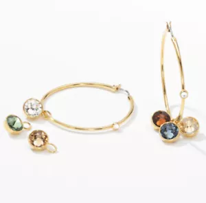 💎Touchstone Crystal Hoop Earrings Gold Plating New Condition - Picture 1 of 6