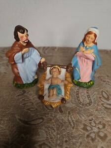 3pc Hand Painted Nativity Set Joseph Mary Baby Jesus