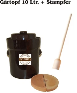 Original Schmitt Gärtopf, Gurkentopf Sauerkrauttopf 10Lt. + Krautstampfer - Bild 1 von 2