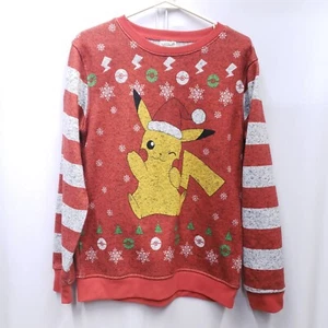 Pokemon Pikachu Unisex Christmas Holiday Sweater Youth XLarge Red Gray - Picture 1 of 11