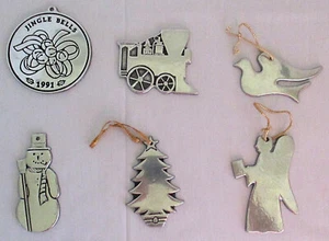 Wilton Armetale Christmas Ornaments 6 Pieces Made in USA - Picture 1 of 15