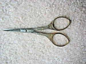 Vintage Solingen Germany Mini Silver Plate Sewing Scissors 3 5/8" - Picture 1 of 4