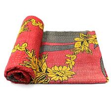 Vintage Kantha Quilt Indian Handmade Cotton Bedspread Sashiko Throw Blanket