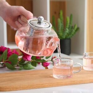 Good Clear Borosilicate Glass Teapot with Infuser Strainer Heat