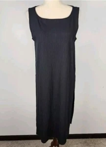 NWT Eileen Fisher Black Ballet Neck Tunic Top Ribbed Knit Split Hem (S) #0126 - Picture 1 of 11