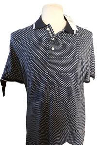 Ming Man Polo Shirt, Blue w Blue/White Ovals, Men's L Slim Fit - Picture 1 of 6