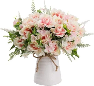 Artificial Flowers with Vase Fake Silk Flowers in Vase Gardenia Flowers Decor... - Picture 1 of 8