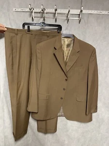 Sean John Suit Men 46R Camel Brown Micro Striped 3B Purple Label Pant 38X31 Luxe - Picture 1 of 19