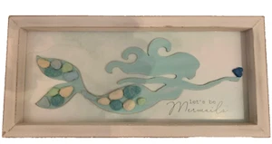 Wooden Mermaid Wall Art Girls Room bathroom Beach hanging figure Wall Decor - Picture 1 of 8