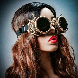 Gafas Steampunk Spikes Victoriano Soldadura Cibergótico Disfraz con Lente Oscura - Imagen 1 de 4