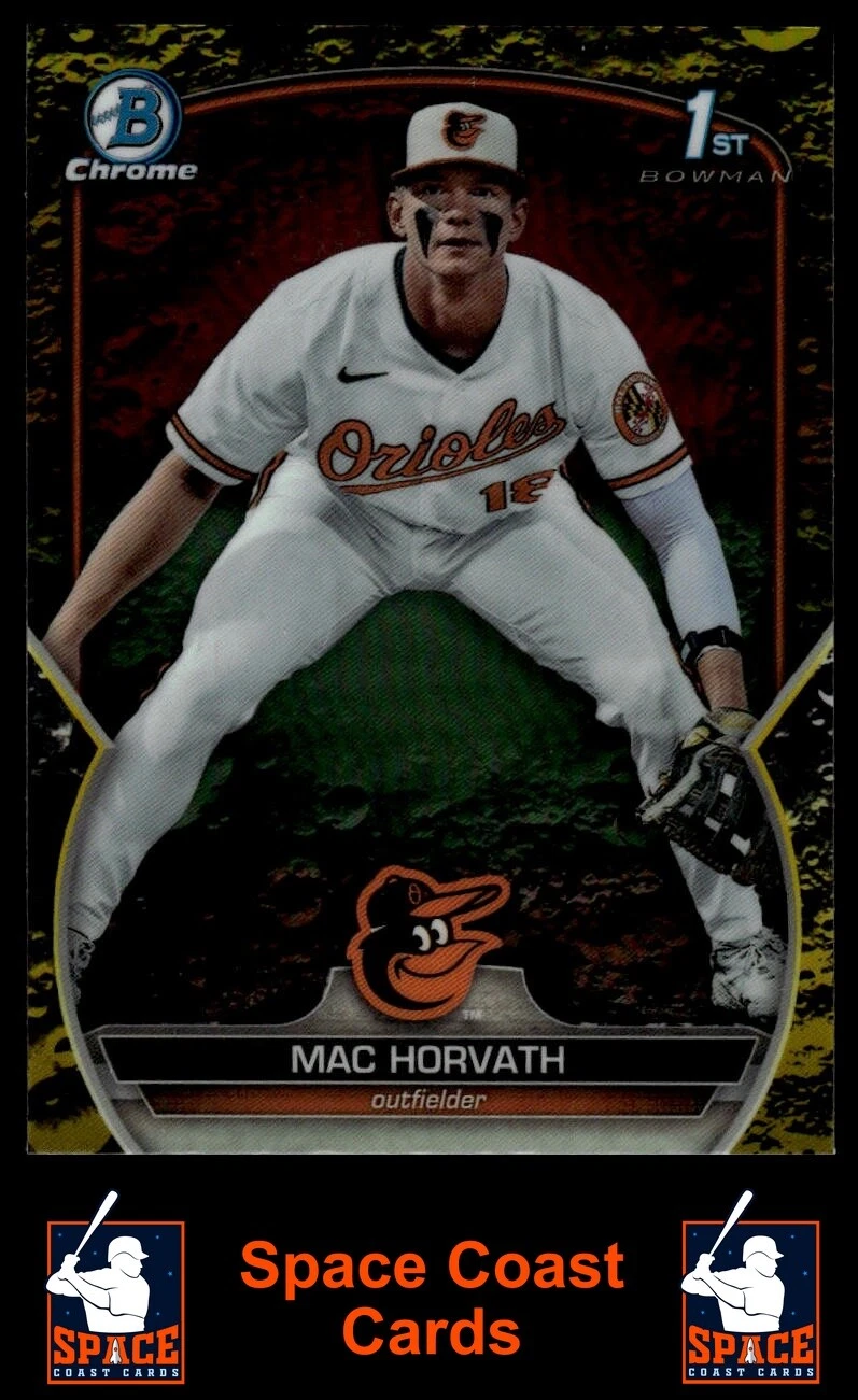 2023 Bowman Draft #BDC-90 Mac Horvath Chrome Yellow Lunar Crater Refractor #/75