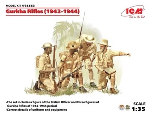1:35 WWII Gurkha Rifles (1942-44) vier Figuren und Ausrüstung Modellbausatz von ICM - Bild 1 von 9