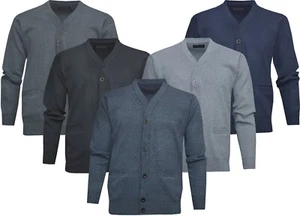 Cárdigan Liso Para Hombre Cuello en V Tejido Clásico Suéter Jumper Informal M-2XL - Imagen 1 de 6