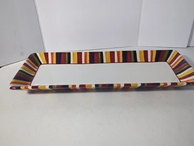 Pampered Chef Simple Additions Fall colors Striped rectangular Serving Dish/Tray - Image 1 of 4