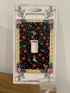 NIP Santa Barbara Light Switch Plate Cover Ceramic Vintage Decor Cherry Cherries - Picture 1 of 4