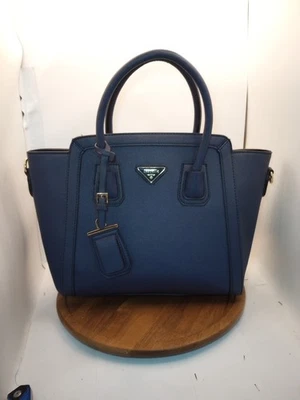 BOLSA DE MÃO ISABELLE 2103 VEGANA azul clássica com zíper alça superior nova com etiquetas - Imagem 1 de 4