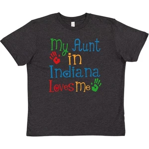 Inktastic My Aunt In Indiana Loves Me Youth T-Shirt Childs Tee Children Child - Picture 1 of 1
