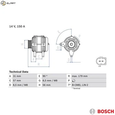 ALTERNATOR 0 986 083 960 FOR AUDI A4/Allroad/S4 Q5/Van/SUV A5/Sportback/S5 3.0L - Image 1 of 4