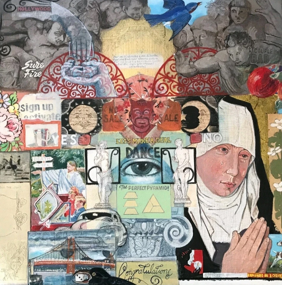 “魔鬼之友” | Marnie Spencer (2005) | 原版 19x19 油画艺术 — 第 1/4 张图片