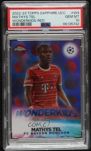2022 Chrome UEFA Club Competitions Wonderkids Red Refractor /5 Mathys Tel PSA 10 - Picture 1 of 3