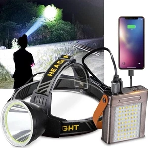 Faro LED Recargable con Paquete de Alimentación, 3 Modos de Luz + Salida USB, Negro/Marrón - Imagen 1 de 6