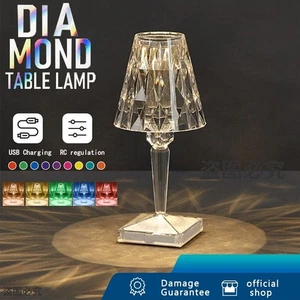 LED Kristall Tischlampe USB Touch RGB Dimmbar Diamant Nachtlicht Nachttischlampe - Bild 1 von 12