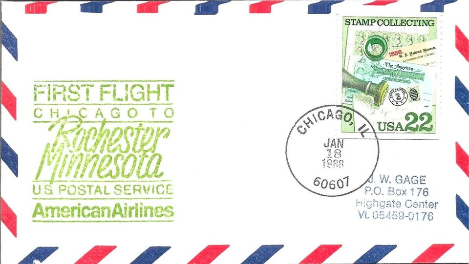 FFUS Chicago IL - Rocester MN 18 Jan 1988 AAMC#AA-D309N - Image 1 of 1