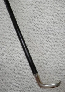 Antique Cane Sunday Sabbath Golf Walking Stick German Hallmarked 800 Silver Top - Picture 1 of 6