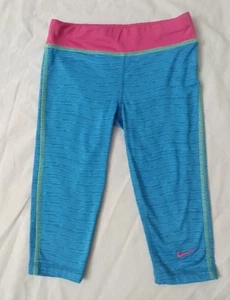 GIRLS NIKE DRI FIT PANTS SIZE 6 STRETCH POLYESTER SPANDEX BLUE MULTI COLOR - Picture 1 of 3