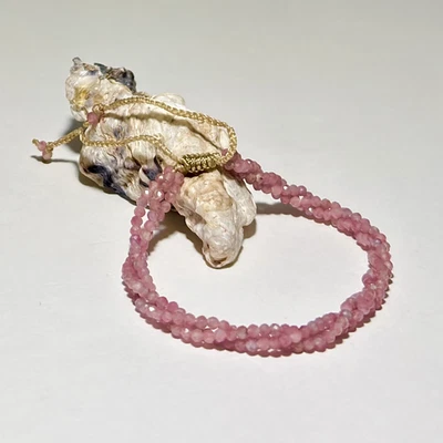 Spiral Bloom Band~ Natural Pink Tourmaline Twister Hand Made Crystal Bracelet - Image 1 of 4