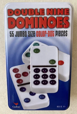 Double Nine Dominoes 55 Jumbo Size Color Dot by Cardinal in Tin Container 2006 - Image 1 of 4