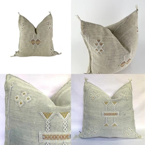 Juego de 2 fundas de almohada de seda cactus marroquíes 18X18, sabra decorativa marroquí - Imagen 1 de 13