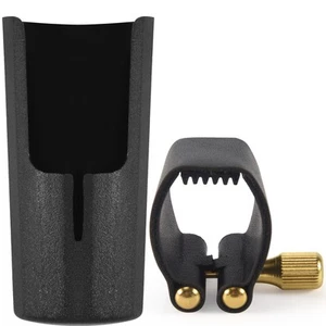 Clarinetes de plástico boquilla tapa con tornillo de hoja de PU negro R2E1 - Imagen 1 de 7