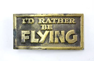 Hebillas de cinturón de latón I'd Rather Be Flying 1974 de colección aviador piloto Lewis Foto 1 de 2