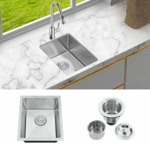 Bar Sink 15 x 17in Undermount Single Bowl Kitchen Sink Stainless Steel Wet Bar - Picture 1 of 9
