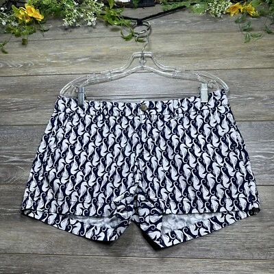 Shorts femininos Old Navy tamanho 4, azul marinho/branco cavalos marinhos bolsos chino - Imagem 1 de 4