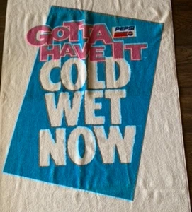 Vintage Strandtuch Pepsi Hut Gotta Have It Cold Wet Now türkis weiß Werbung 60x30" - Bild 1 von 9