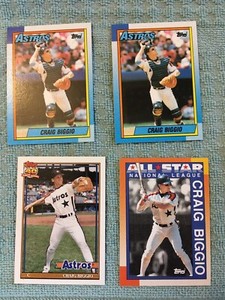 Craig Biggio Four Card Baseball Lot