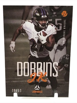 2021 Panini Luminance #8 J.K. Dobbins Orange Parallel /50 - Image 1 of 4