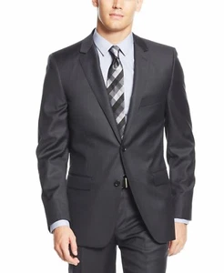 DKNY 2 Piece Men’s 100 % Wool Suit Solid Charcoal Extra Slim Fit Y0070 $695 - Picture 1 of 4